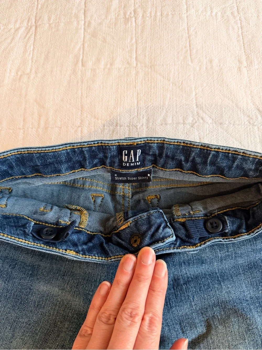 GAP Denim Girls Size 8 Stretch Super Skinny Jeans Medium Wash Adjustable Waist